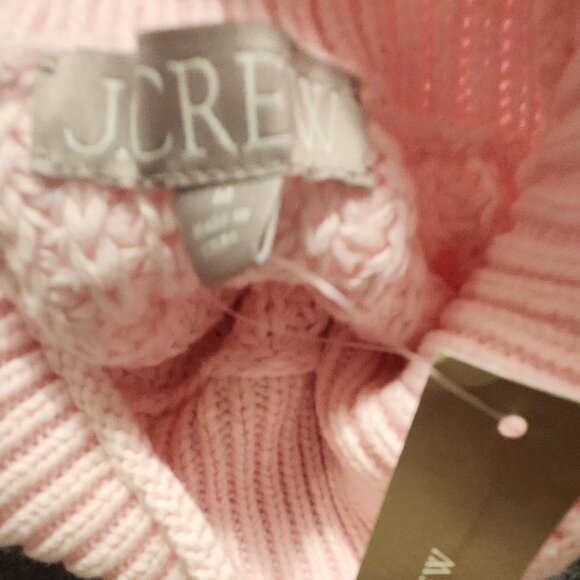 NWT - J Crew Pink Mock Neck 100% Cotton Sweater, Medium - Picture 5 of 7